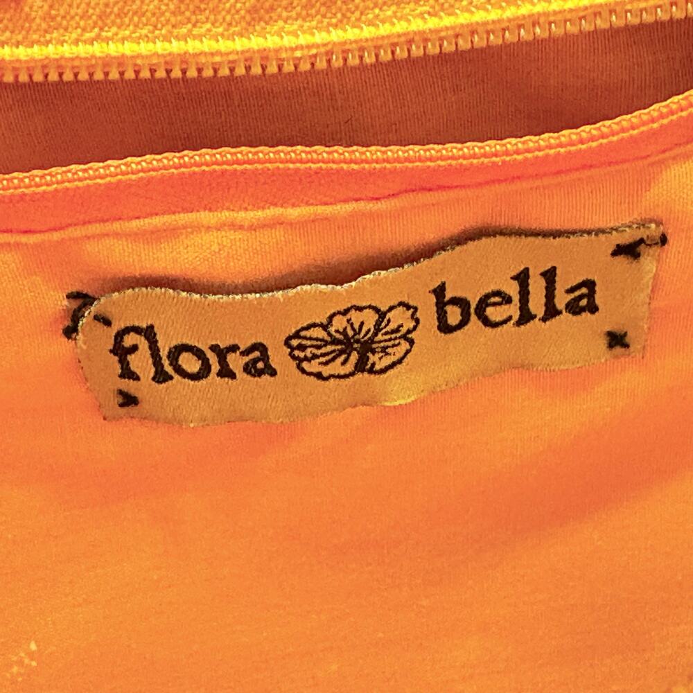 Flora Bella Striped Orange, Yellow & Brown Woven Tote with Bamboo Handles *read* - Picture 5 of 12